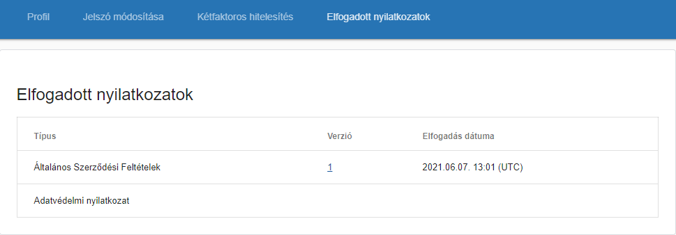 Elfogadott nyilatkozatok