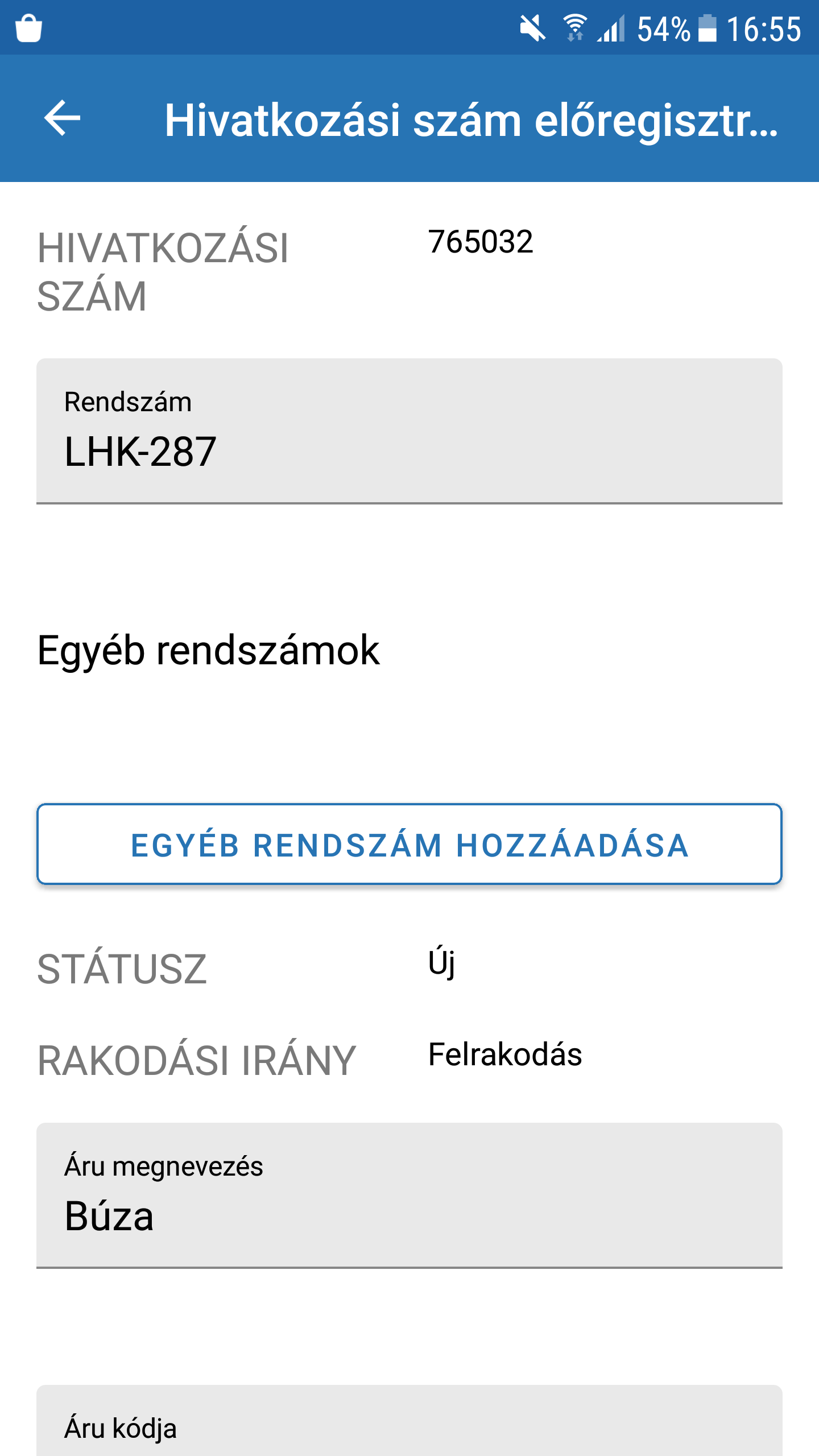 Mobil előregisztrációs felület