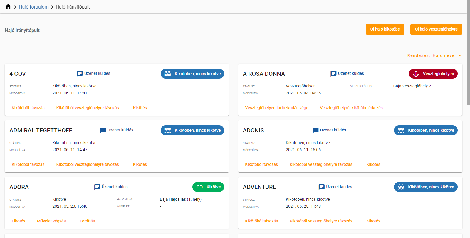 Hajó irányítópult