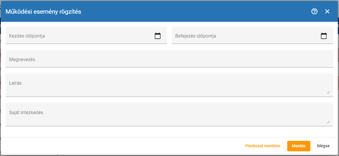 Működési esemény rögzítés