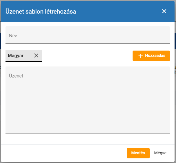 Új üzenet sablon létrehozása