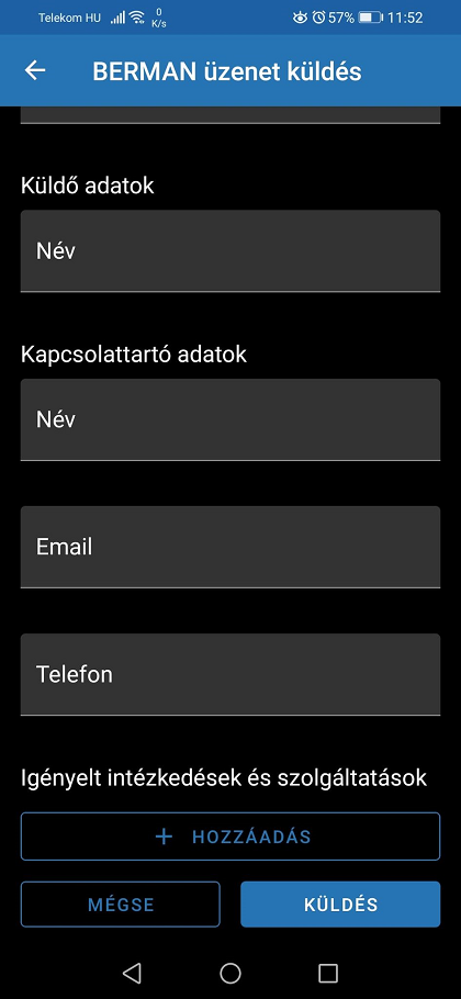 BERMAN üzenet küldése - Mobil