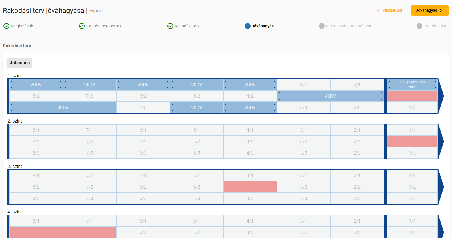 Rakodási terv jóváhagyás