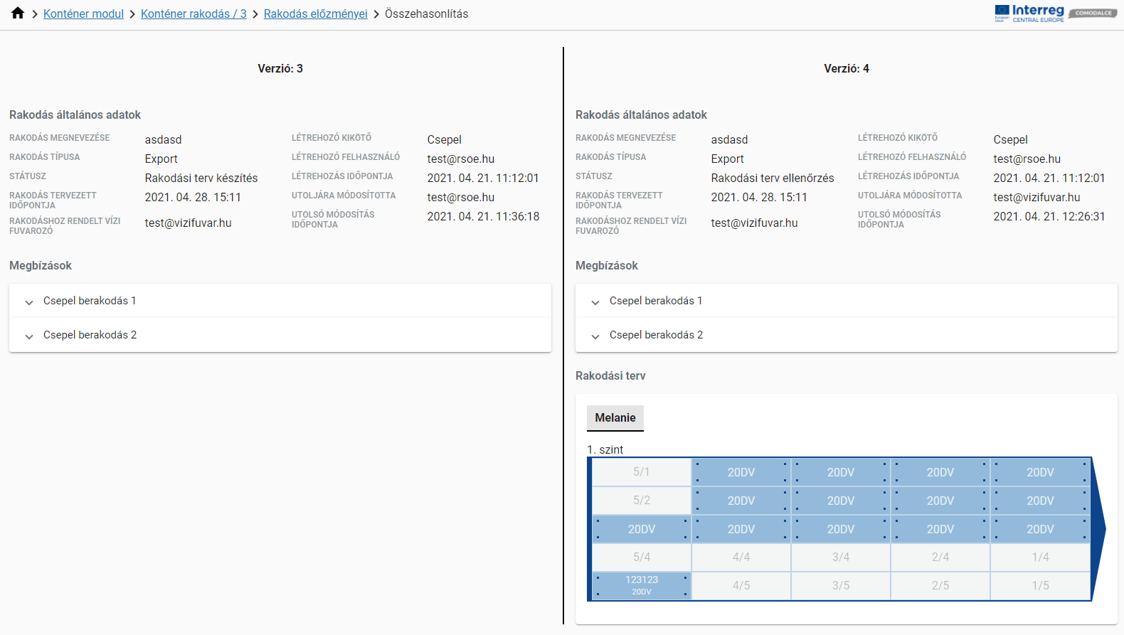 Rakodás előzménye összehasonlítás