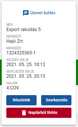 Bővített pop-up esemény nézet