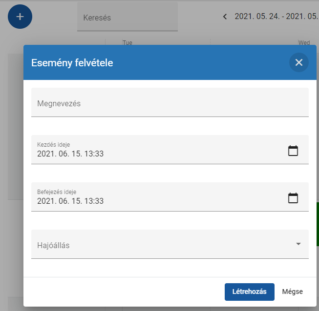 Egyéb esemény felvétele