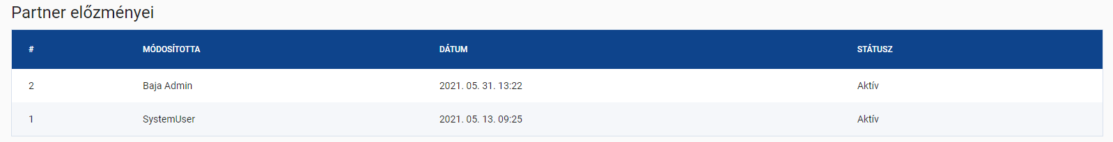 Partner előzményei